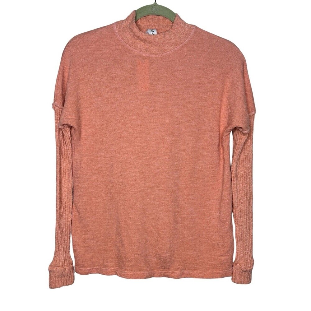 AMADI Anthropologie Mock Neck Sweater Cotton Slub Ribbed Sleeves Turtleneck XS